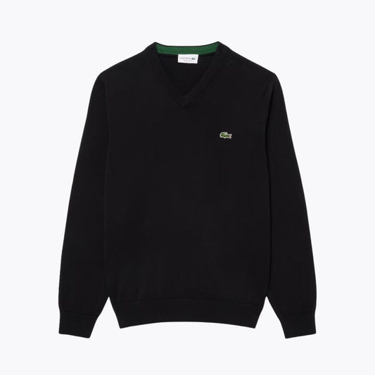 LC Monochrome Cotton V-neck Sweater
